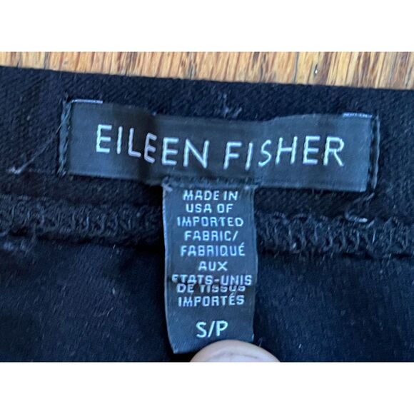 EILEEN FISHER Black Viscose Straight Leg Pants Trousers Women's Sz Small Petite - Picture 3 of 8